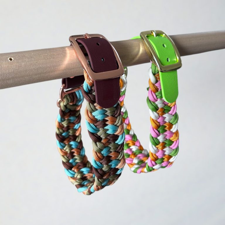 Collier en paracorde tressé 4 couleurs et adatateur en biothane